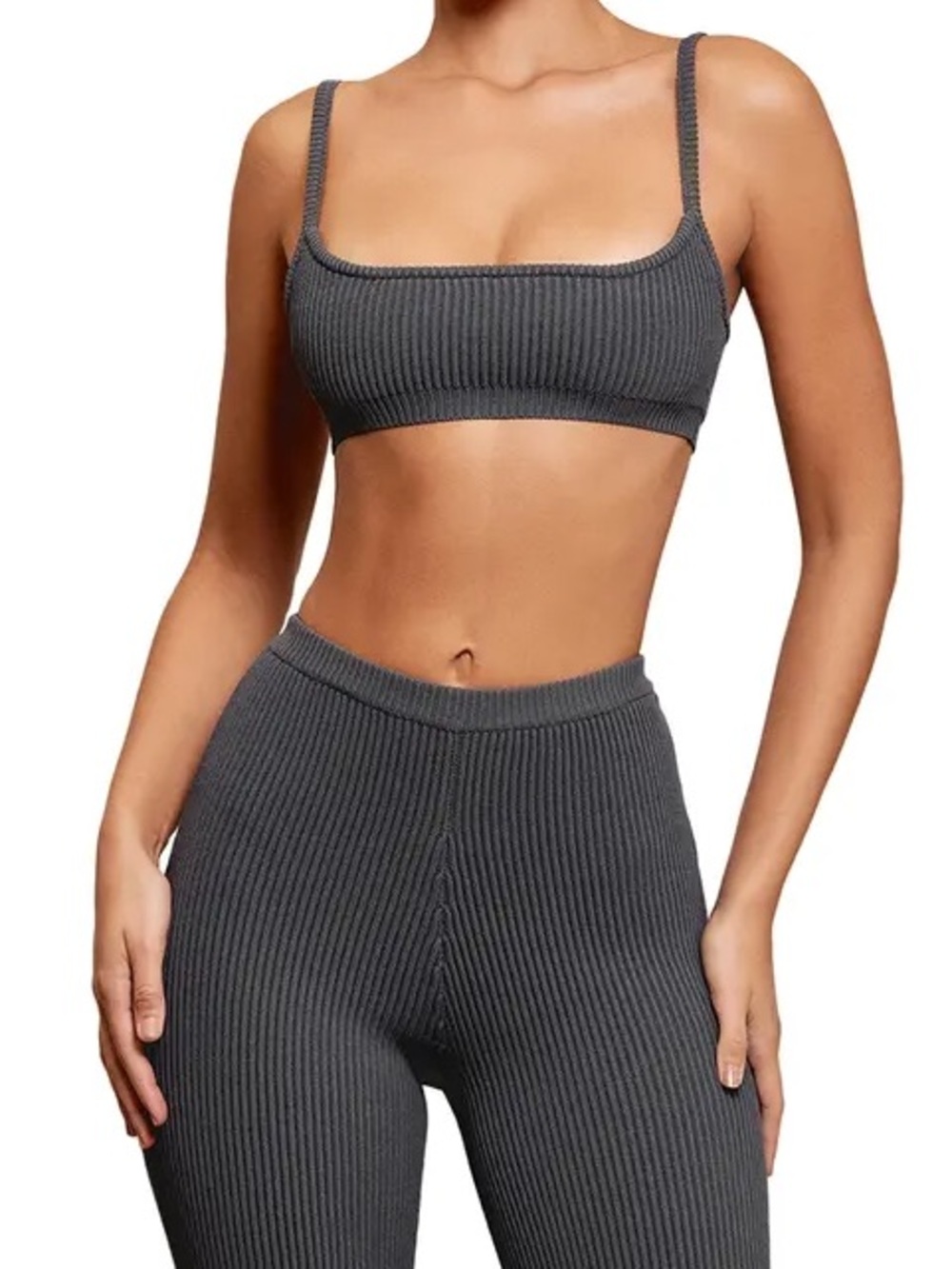 House of CB Ribbed Knit Bralette - Charcoal Gray